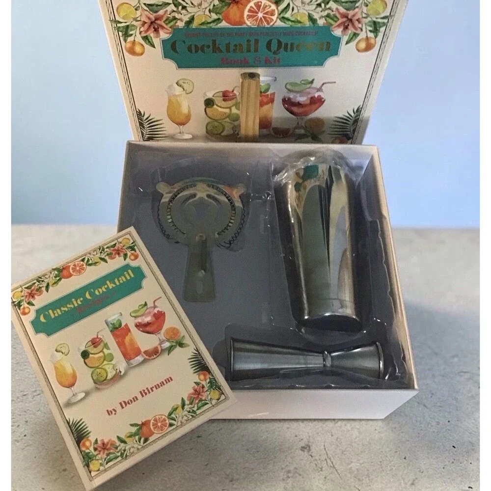 Cocktail Queen Book & Kit Mud Puddle Inc. Recipe Book Jigger Shaker Hawthorne